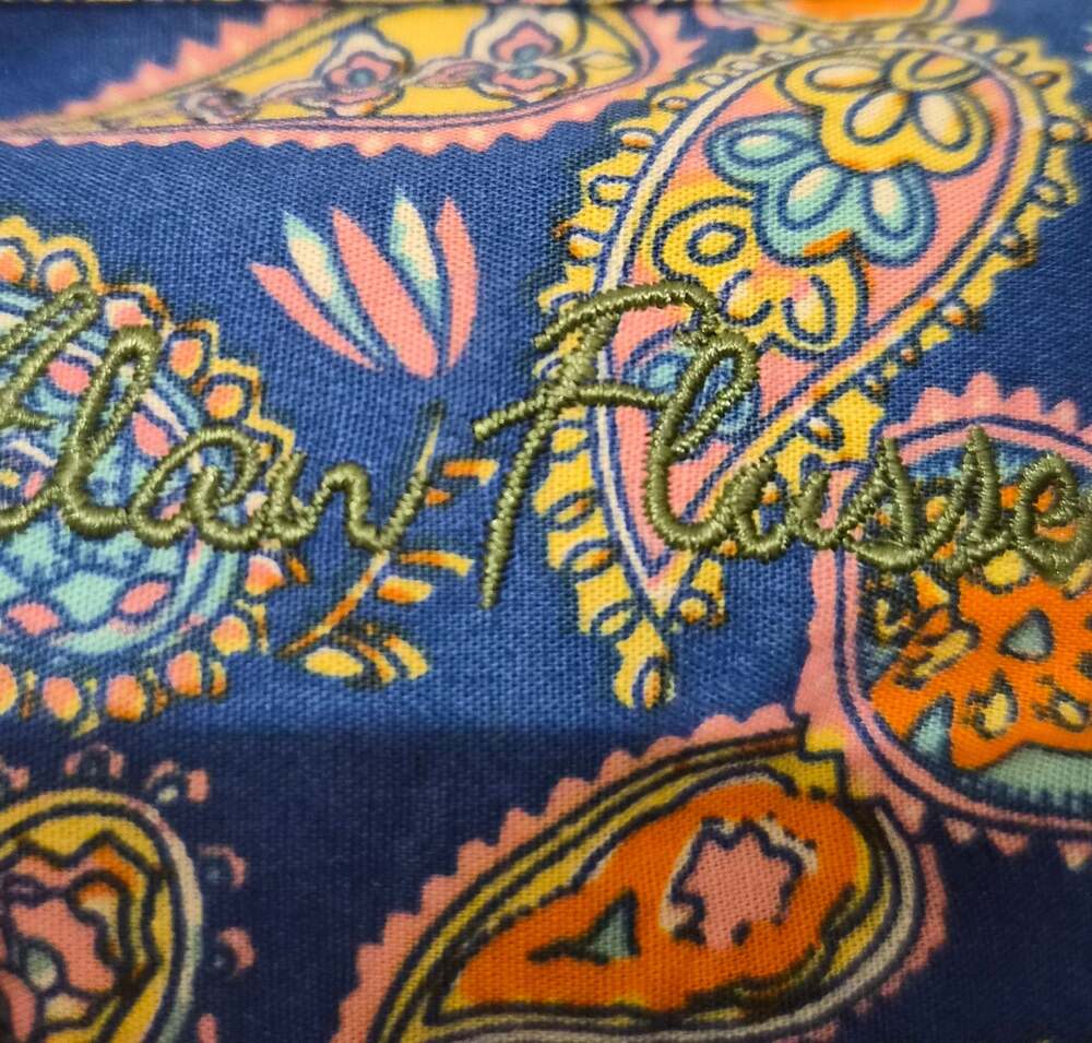 Y2K, retro, old-sckool - Alan Flusser Paisley Shirt Mens L Blue Long Sleeve Butt